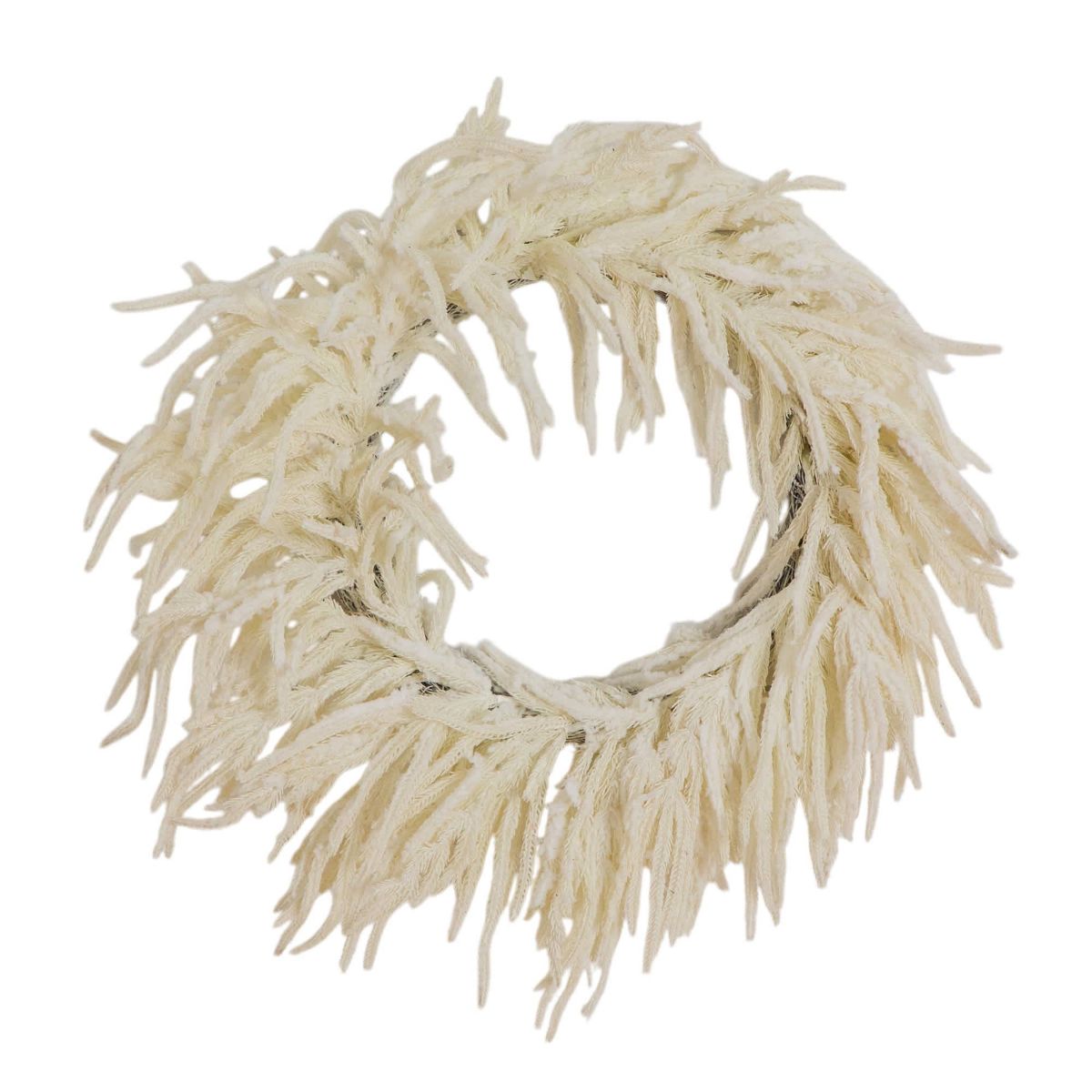 24-Inch Artificial Real Touch White Norfolk Island Pine Wreath with Natural Look