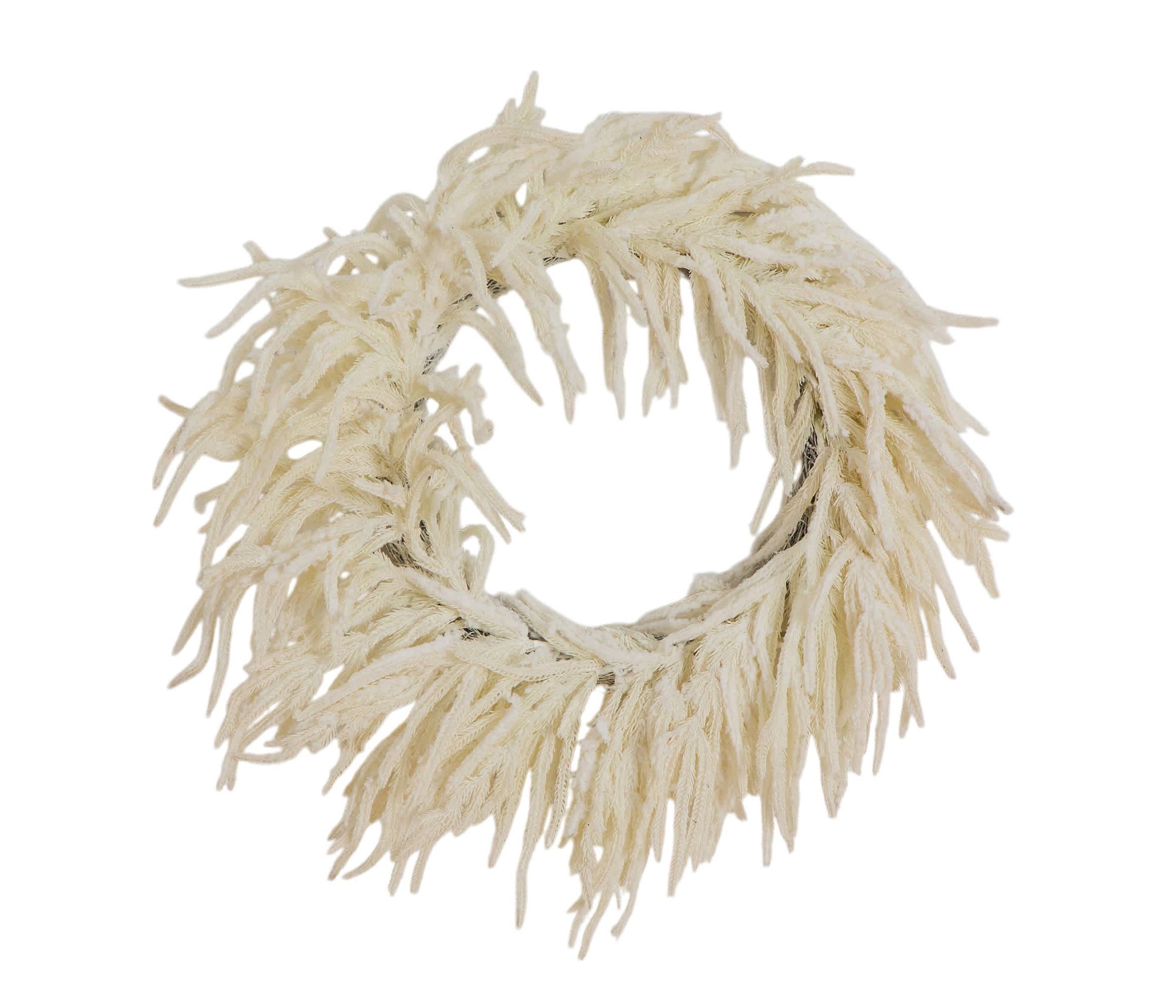 24-Inch Artificial Real Touch White Norfolk Island Pine Wreath with Natural Look