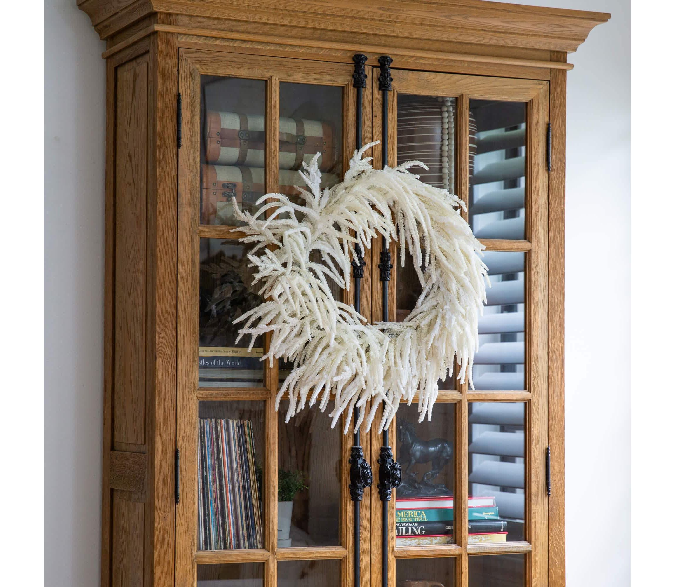 24-Inch Artificial Real Touch White Norfolk Island Pine Wreath with Natural Look