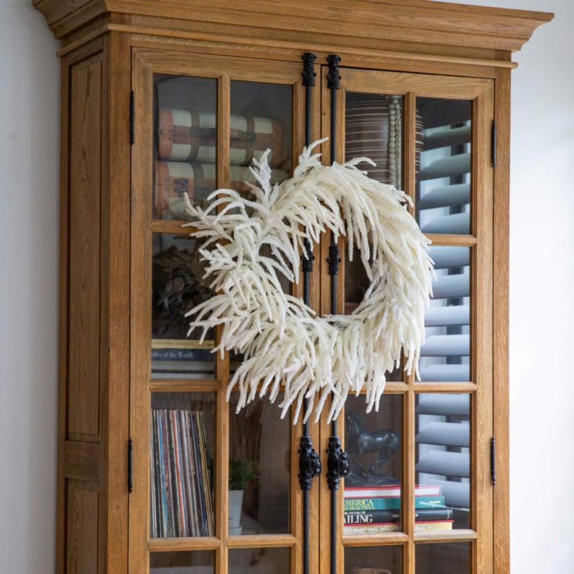 24-Inch Artificial Real Touch White Norfolk Island Pine Wreath with Natural Look