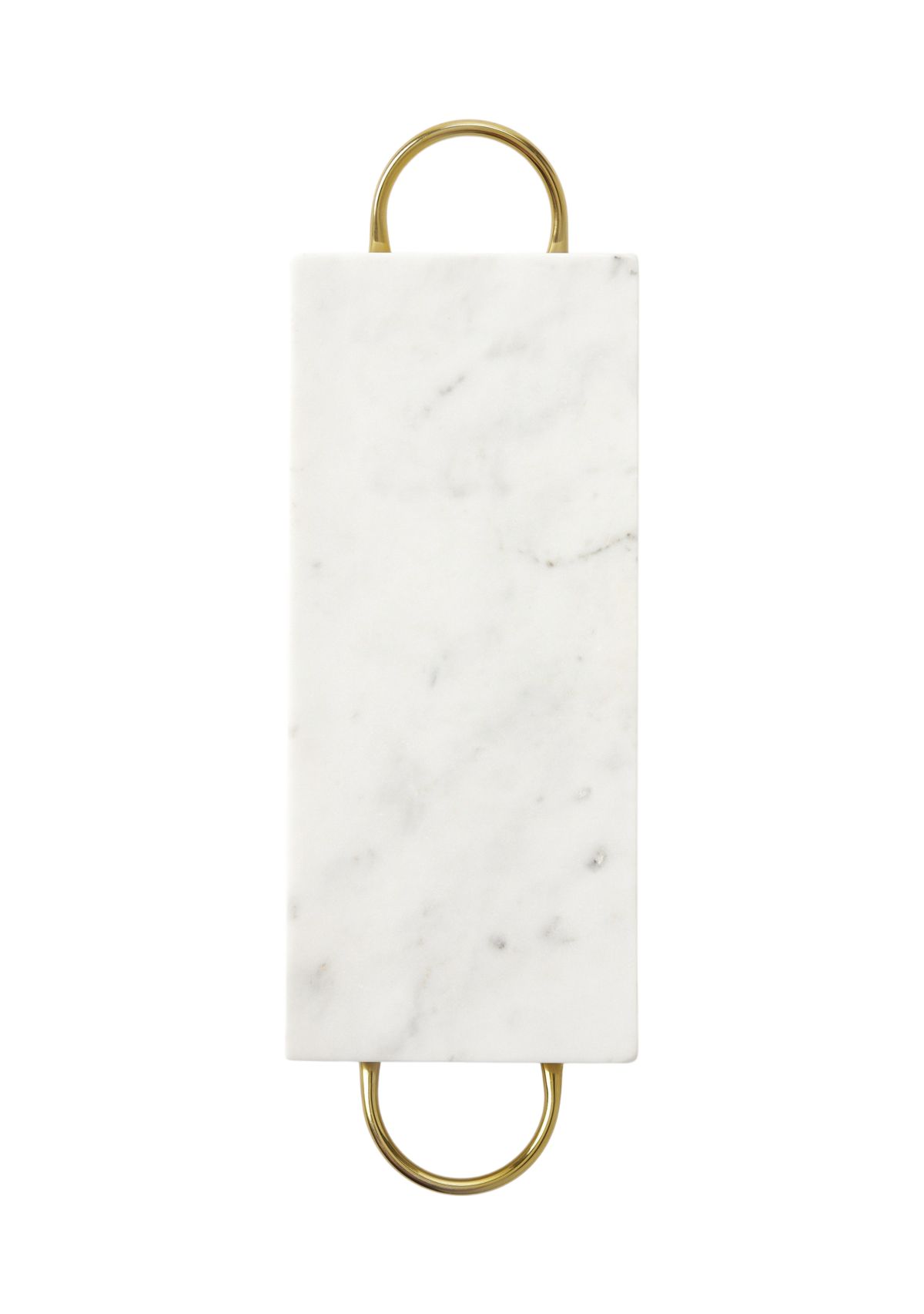 Footed White Marble Tray with Gold Handles