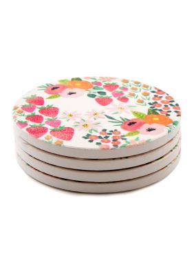 Strawberry Round Coaster -- Set of 4