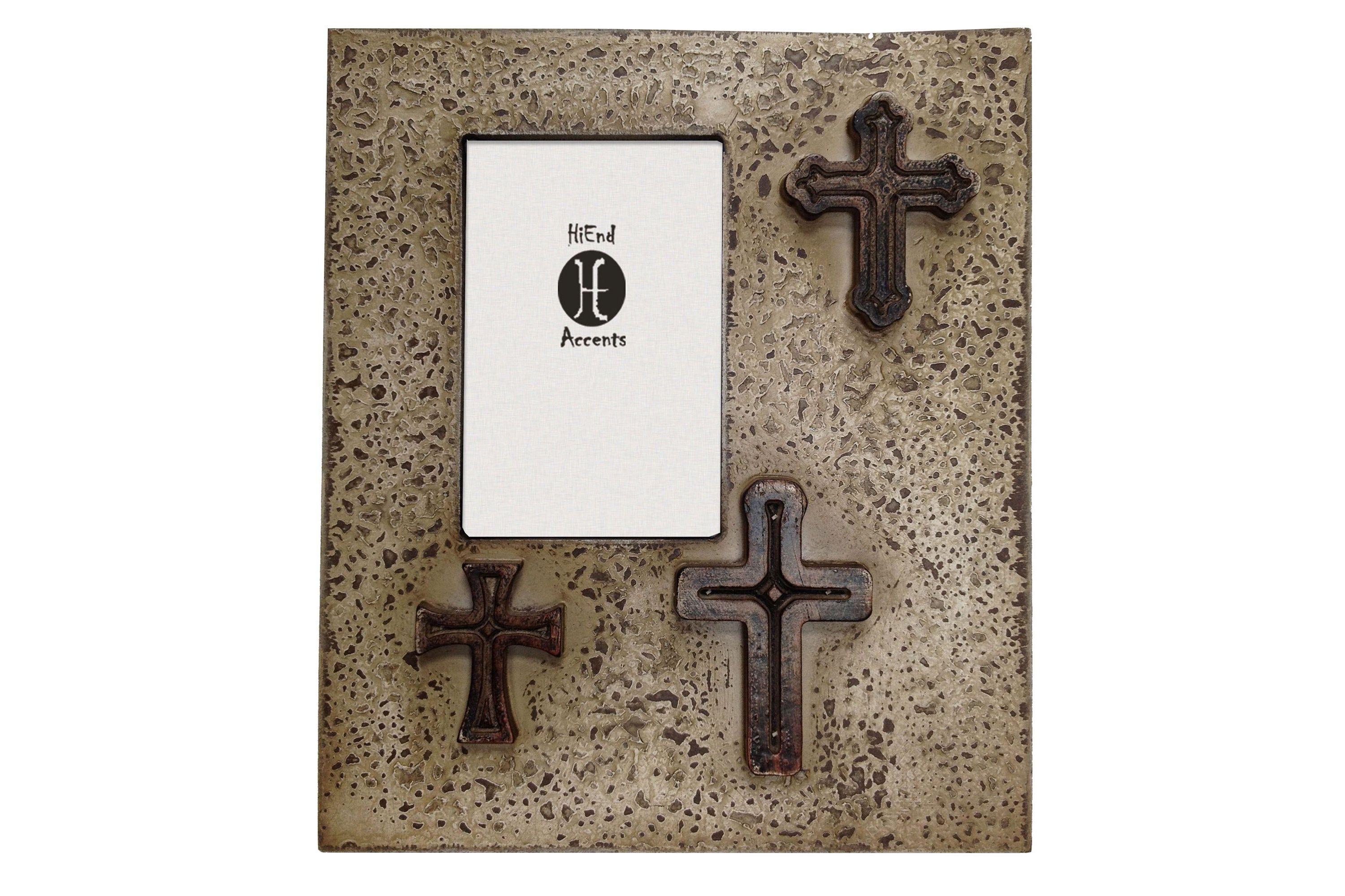 Distressed 3-Cross Picture Frame