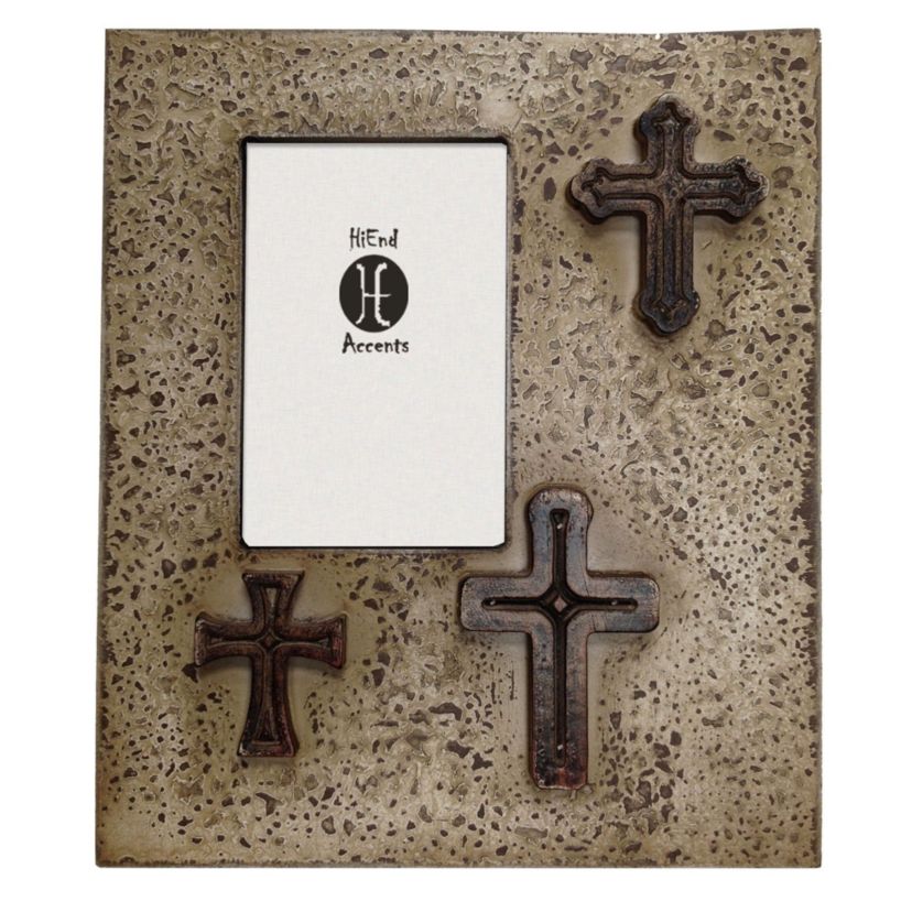 Distressed 3-Cross Picture Frame