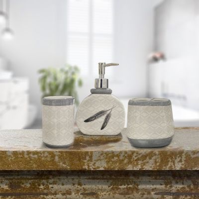 Feather Design Countertop Bathroom Set