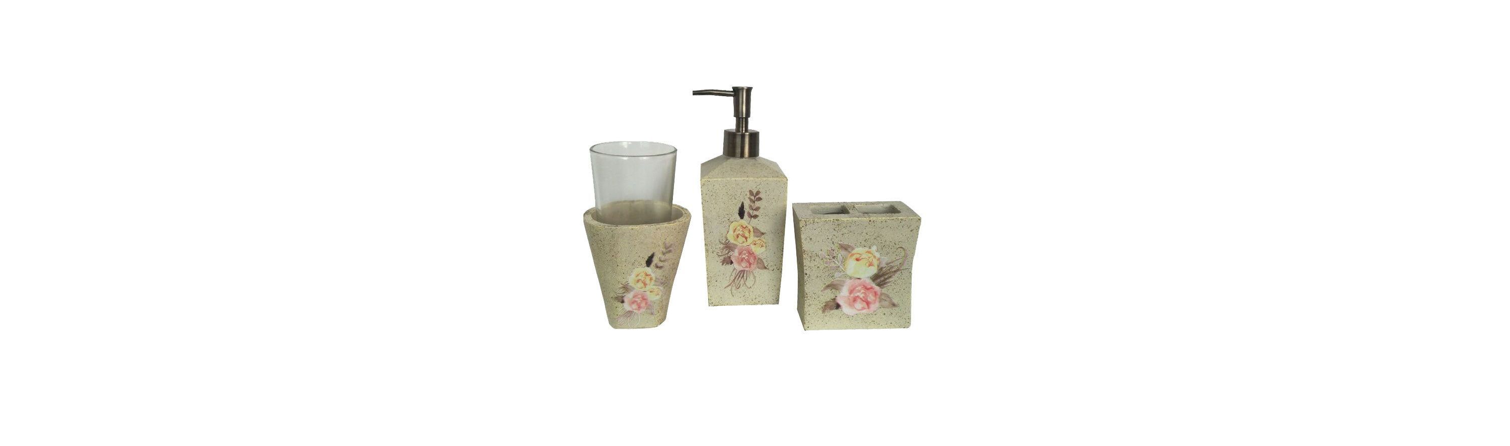 Rose Floral Countertop Bathroom Set