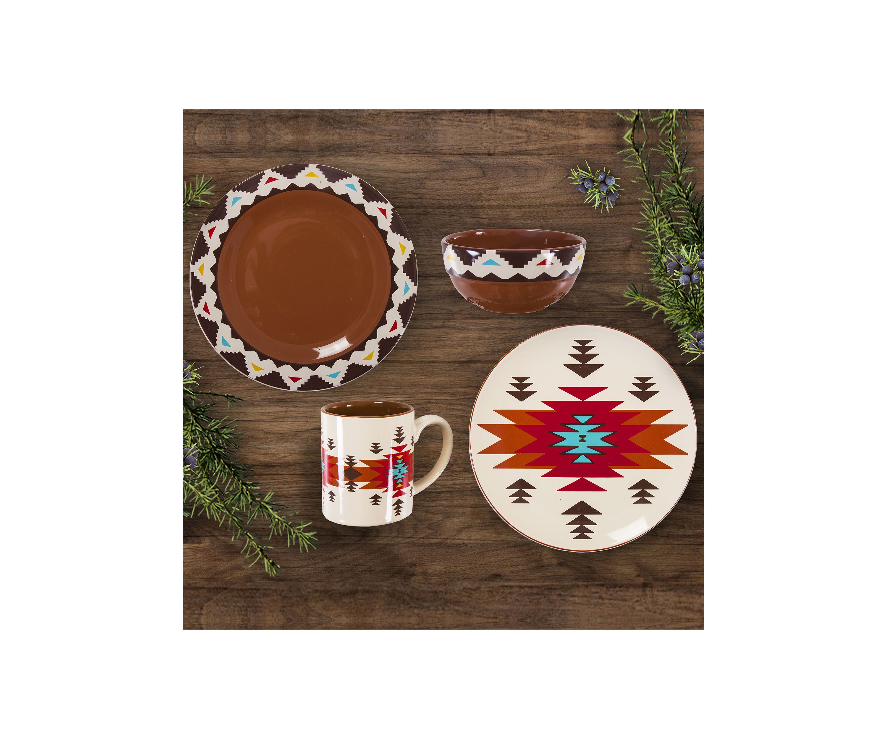 Del Sol Aztec Ceramic Dinnerware Set
