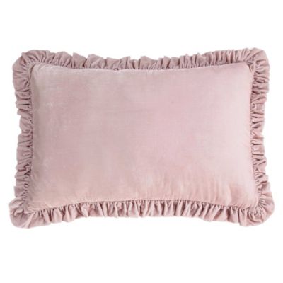 HiEnd Accents Stella Faux Silk Velvet Romantic Western Ruffled Dutch Euro Pillow, 27x39 inch, Lilac