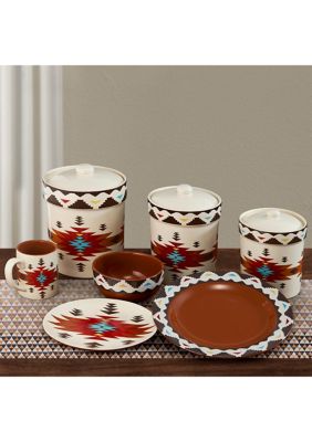 Del Sol Aztec Southwestern Dinnerware and Canister Set