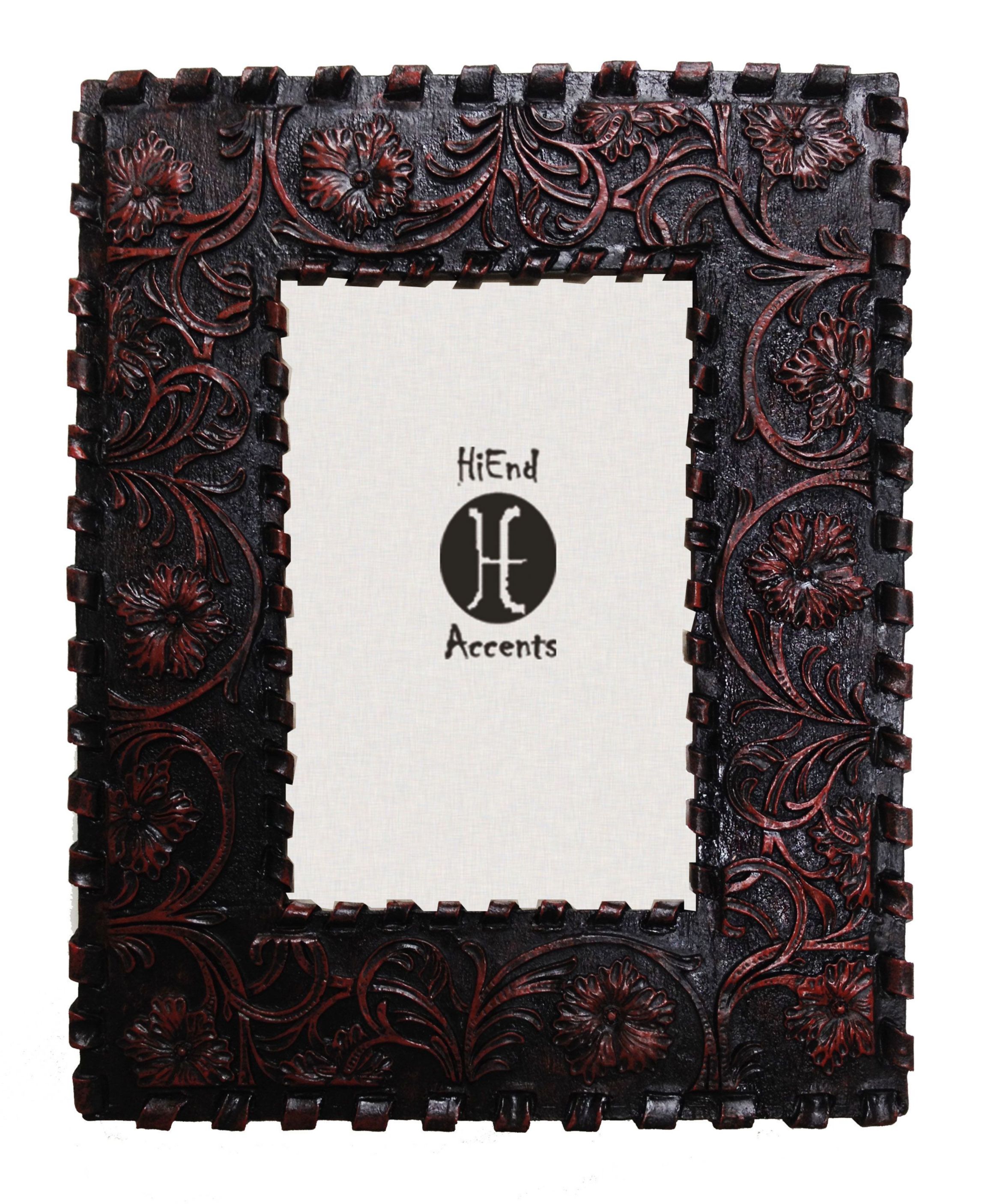Laced Edge Tooled Leather Picture Frame, 4" x 6", 1PC
