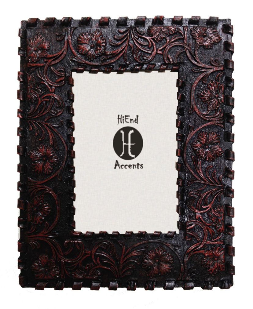 Laced Edge Tooled Leather Picture Frame, 4" x 6", 1PC