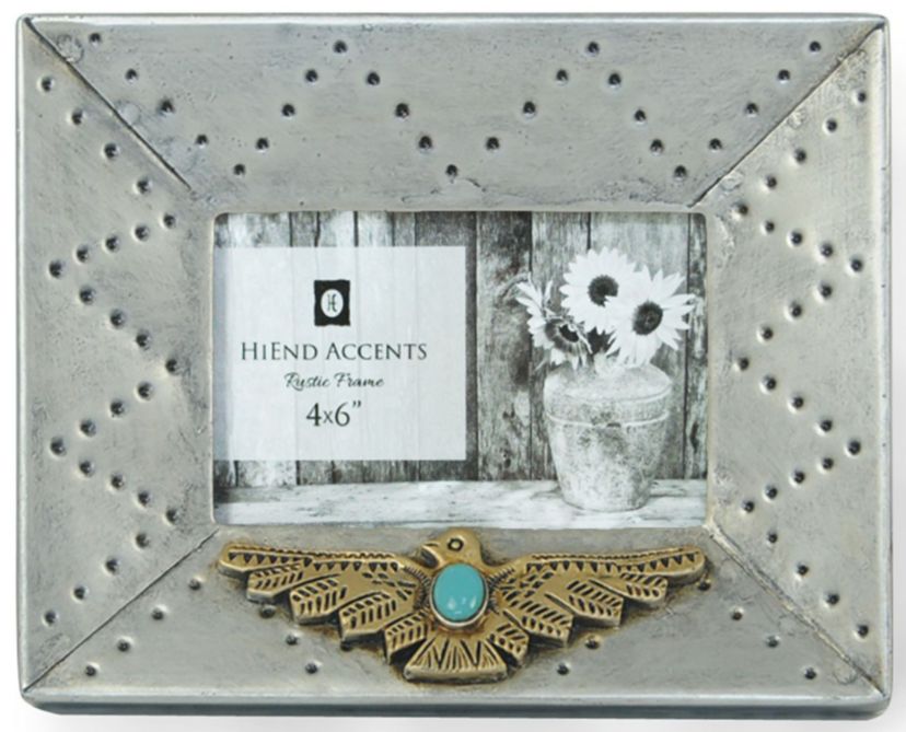 Silver Picture Frame with Thunderbird, 4" x 6", 1PC