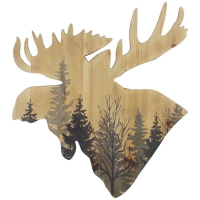 Moose Head Forest Cutout Rustic Wall Art