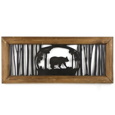 Bear in the Trees Metal Cutout Rustic Wall Art