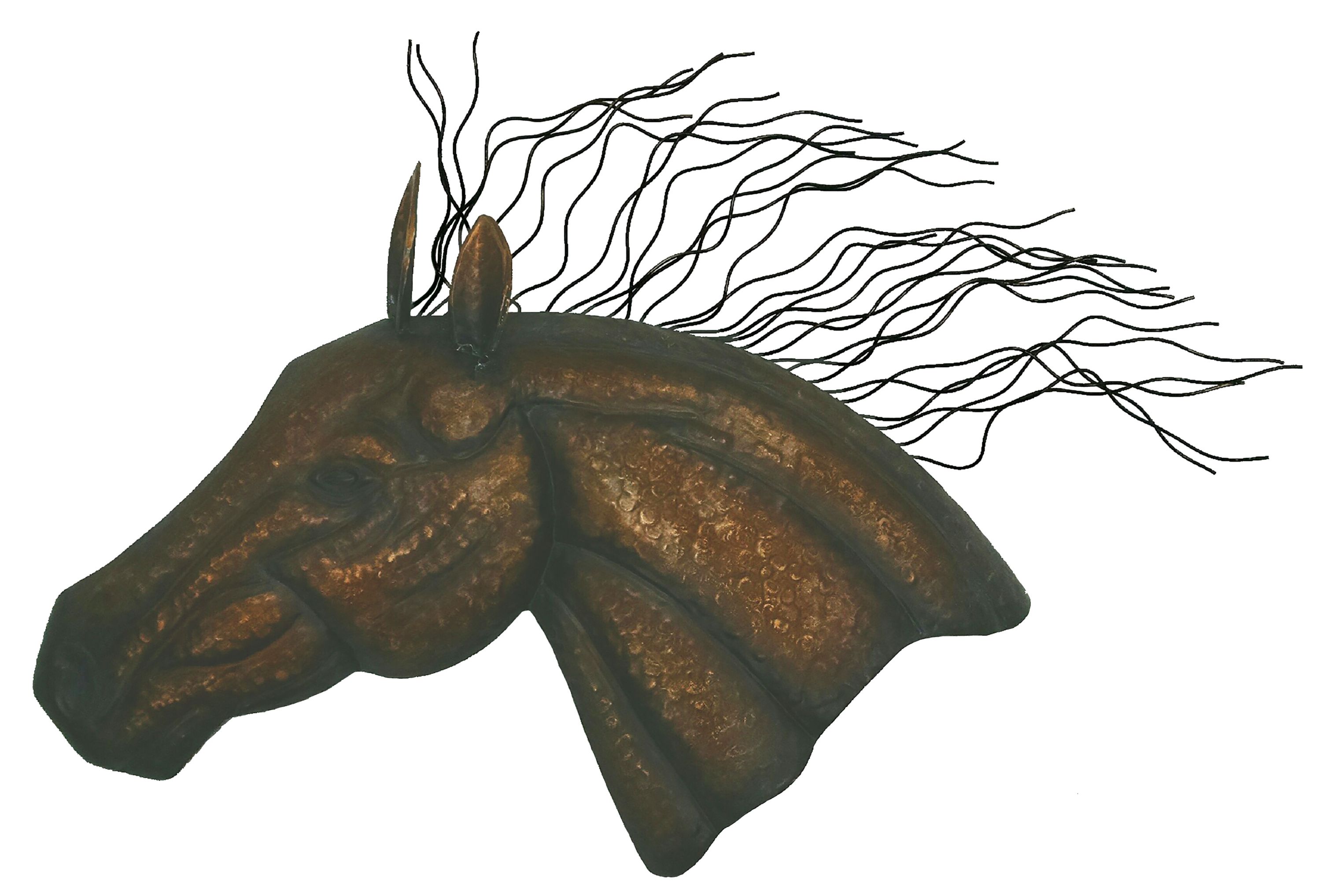 Large Horse Head Forged Metal Wall Sculpture, 18.1" x 29.9", 1PC
