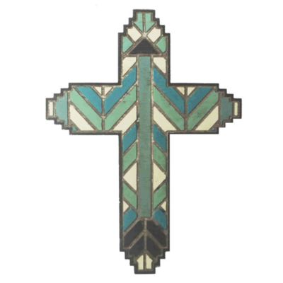 Wooden Stained Glass Design Cross Wall Décor