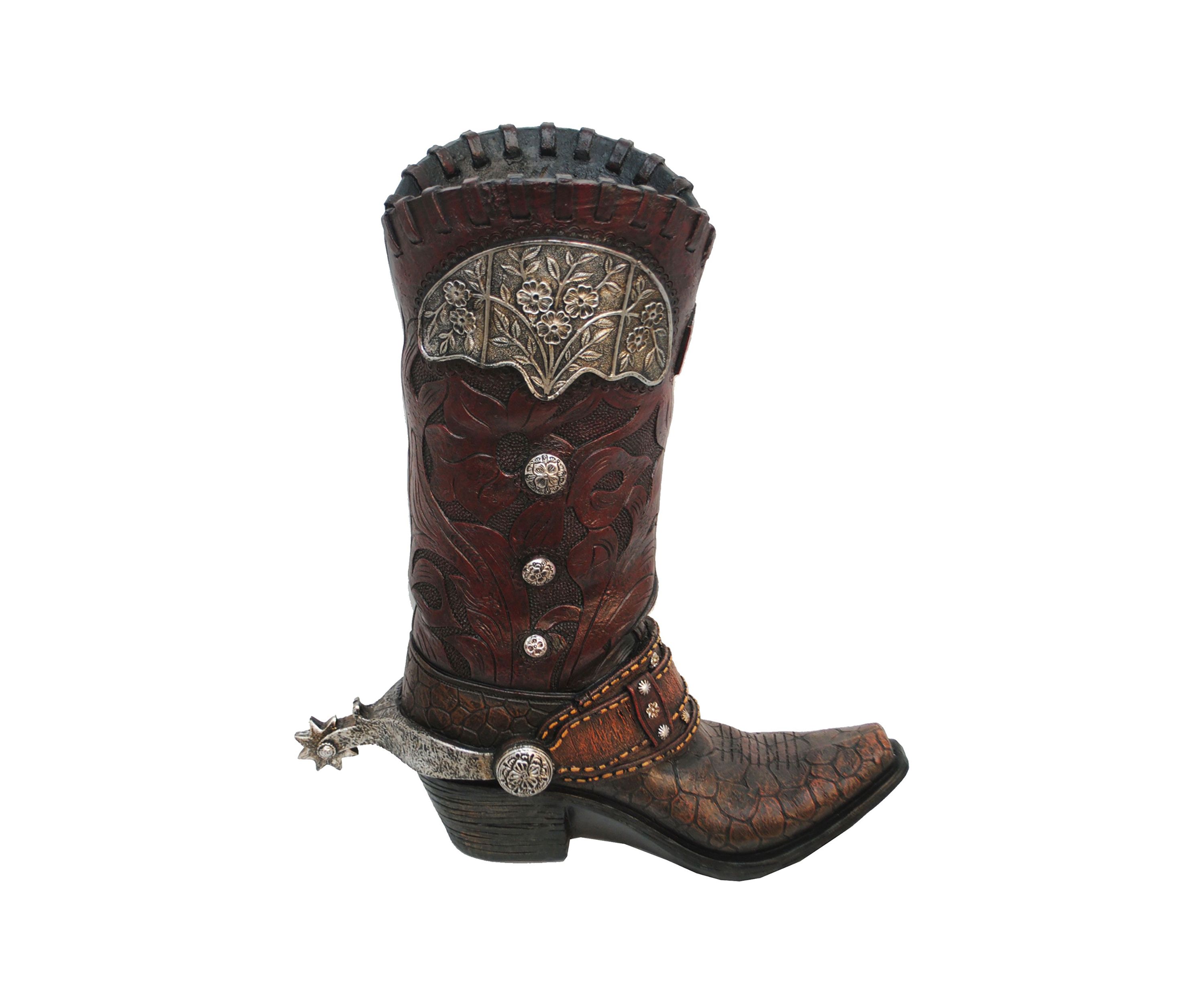 Tooled Cowboy Boot Vase, 1PC