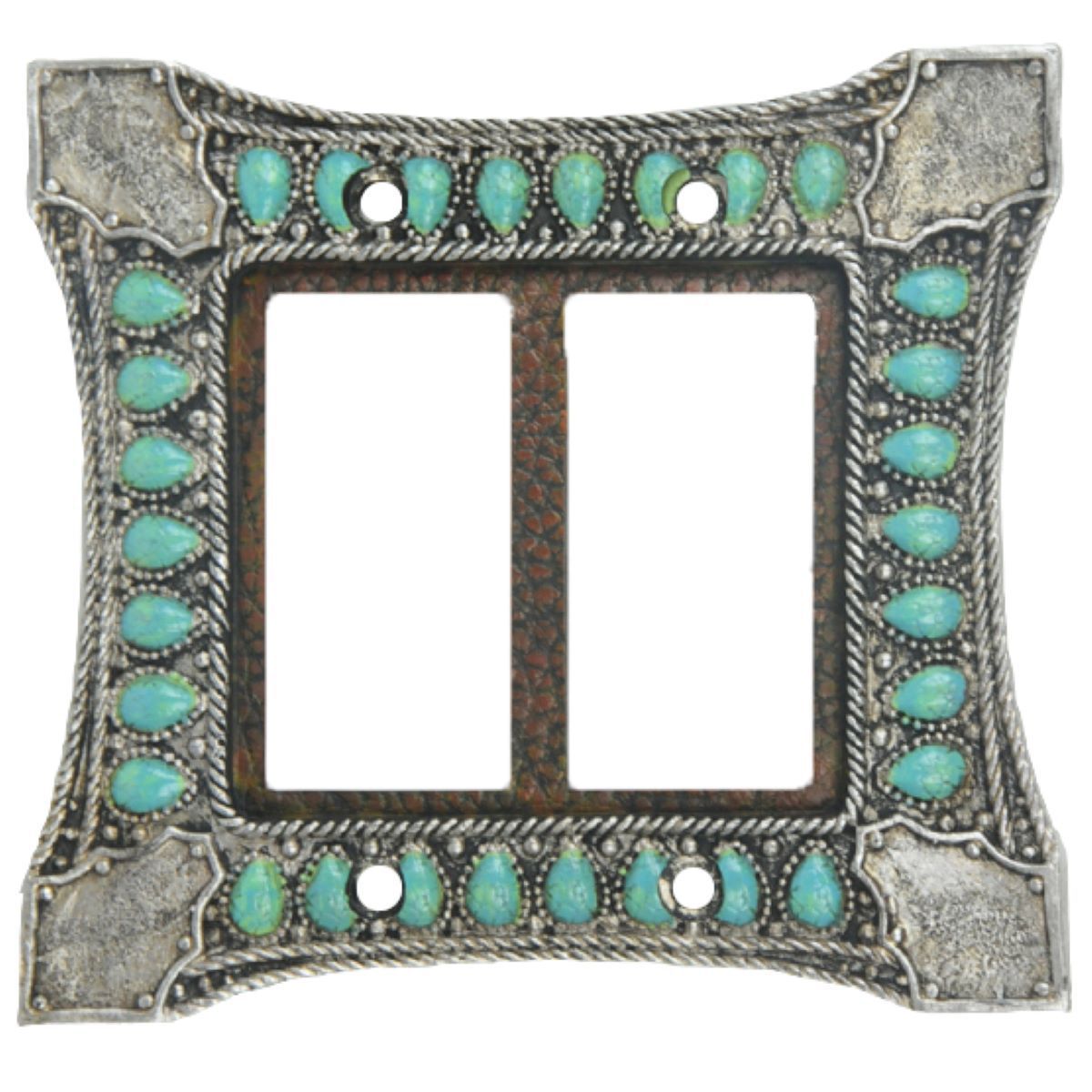 Turquoise Double Rocker Wall Switch Plate, 5.5" x 4.75", 1PC