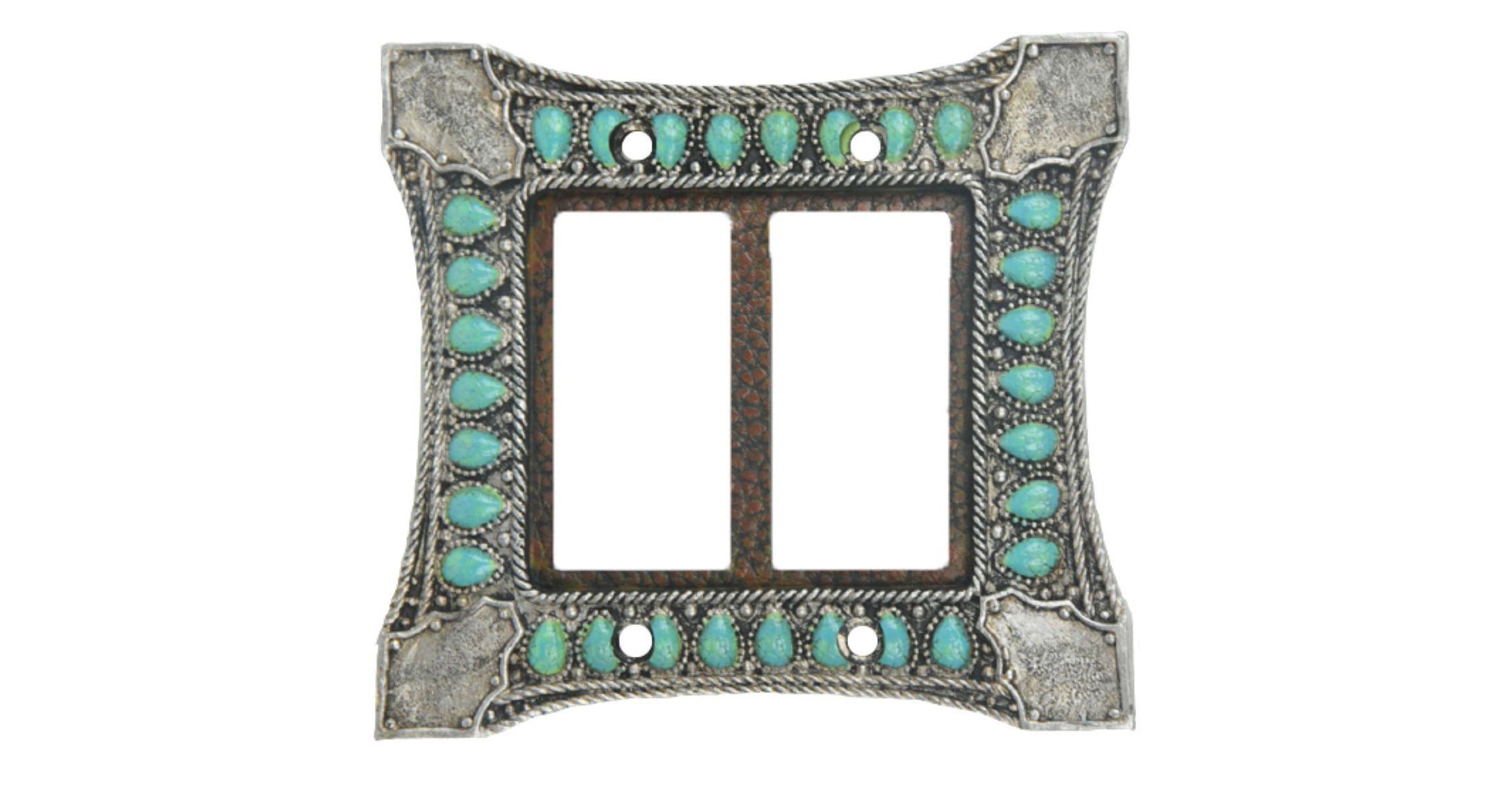 Turquoise Double Rocker Wall Switch Plate, 5.5" x 4.75", 1PC
