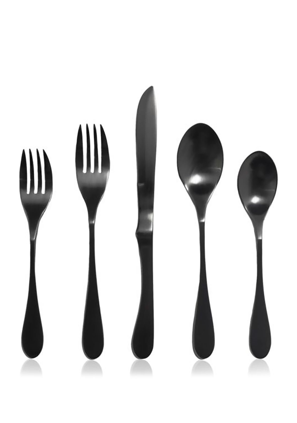 Set of 5 Black Titanium Flatware
