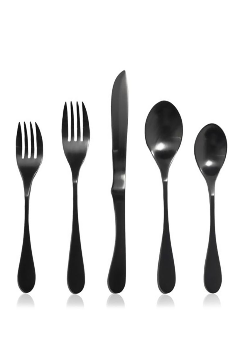 Set of 5 Black Titanium Flatware