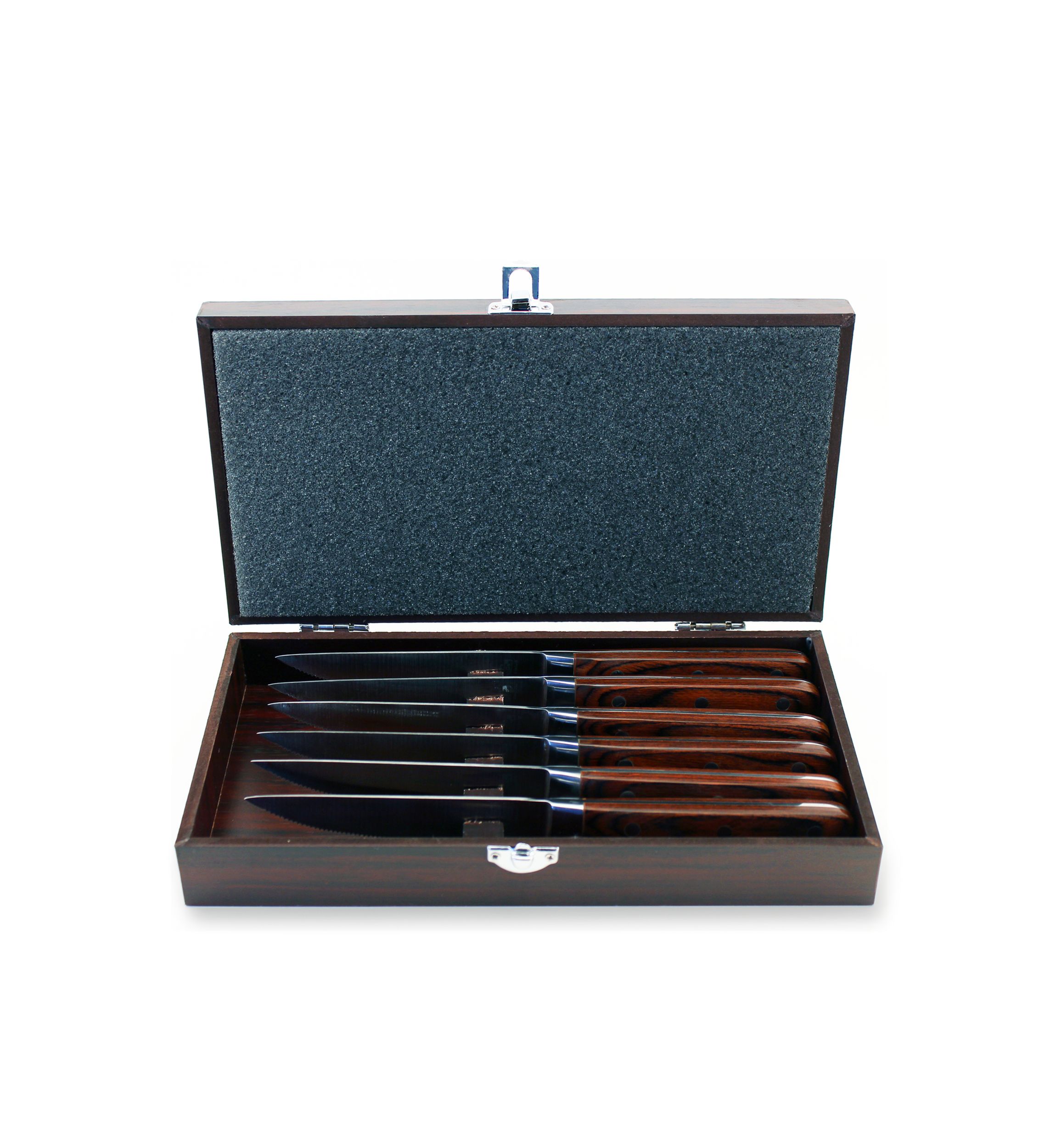 Pakkawood 7-Piece Steak Knife Set with Wood Gift Case