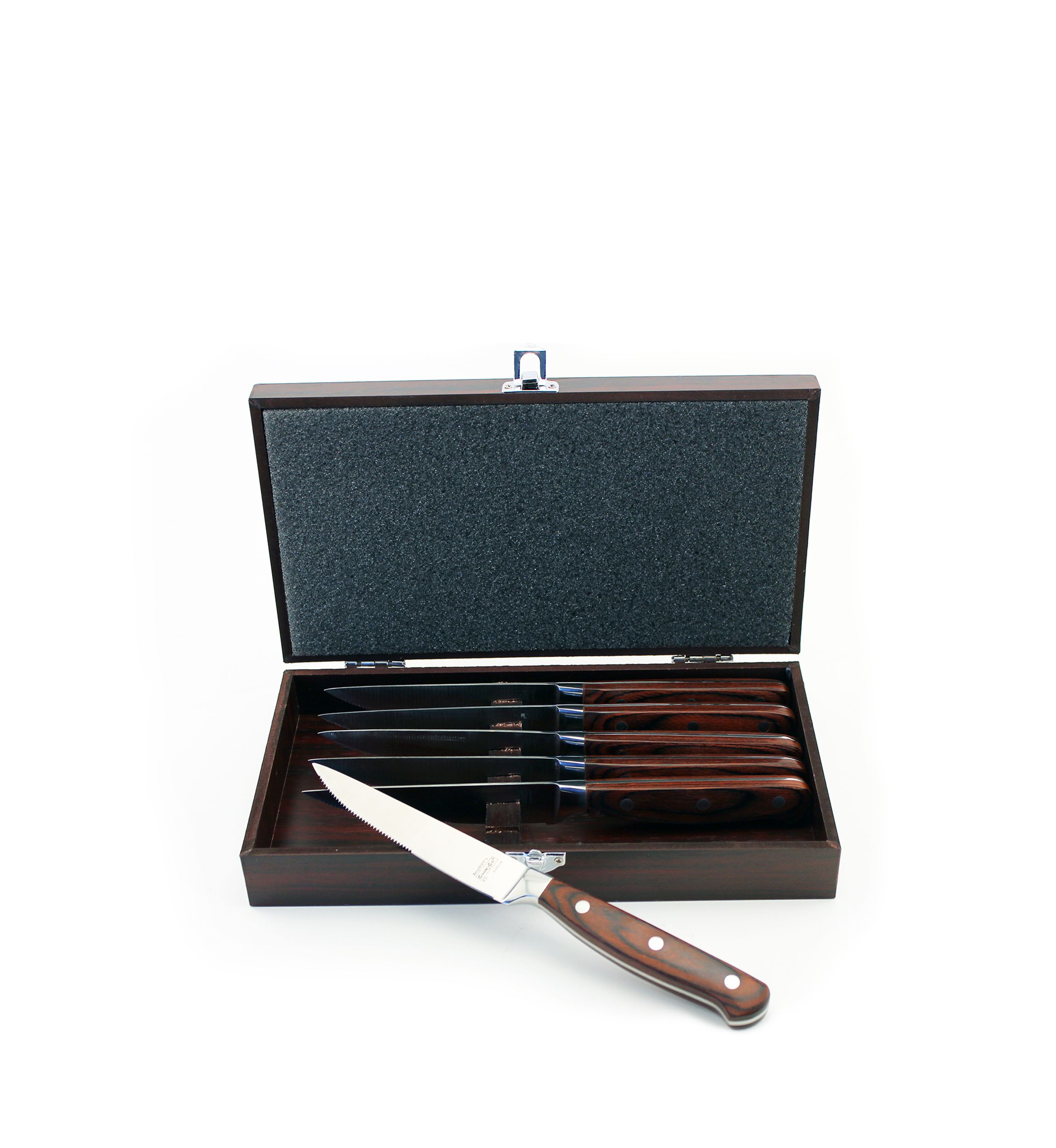 Pakkawood 7-Piece Steak Knife Set with Wood Gift Case