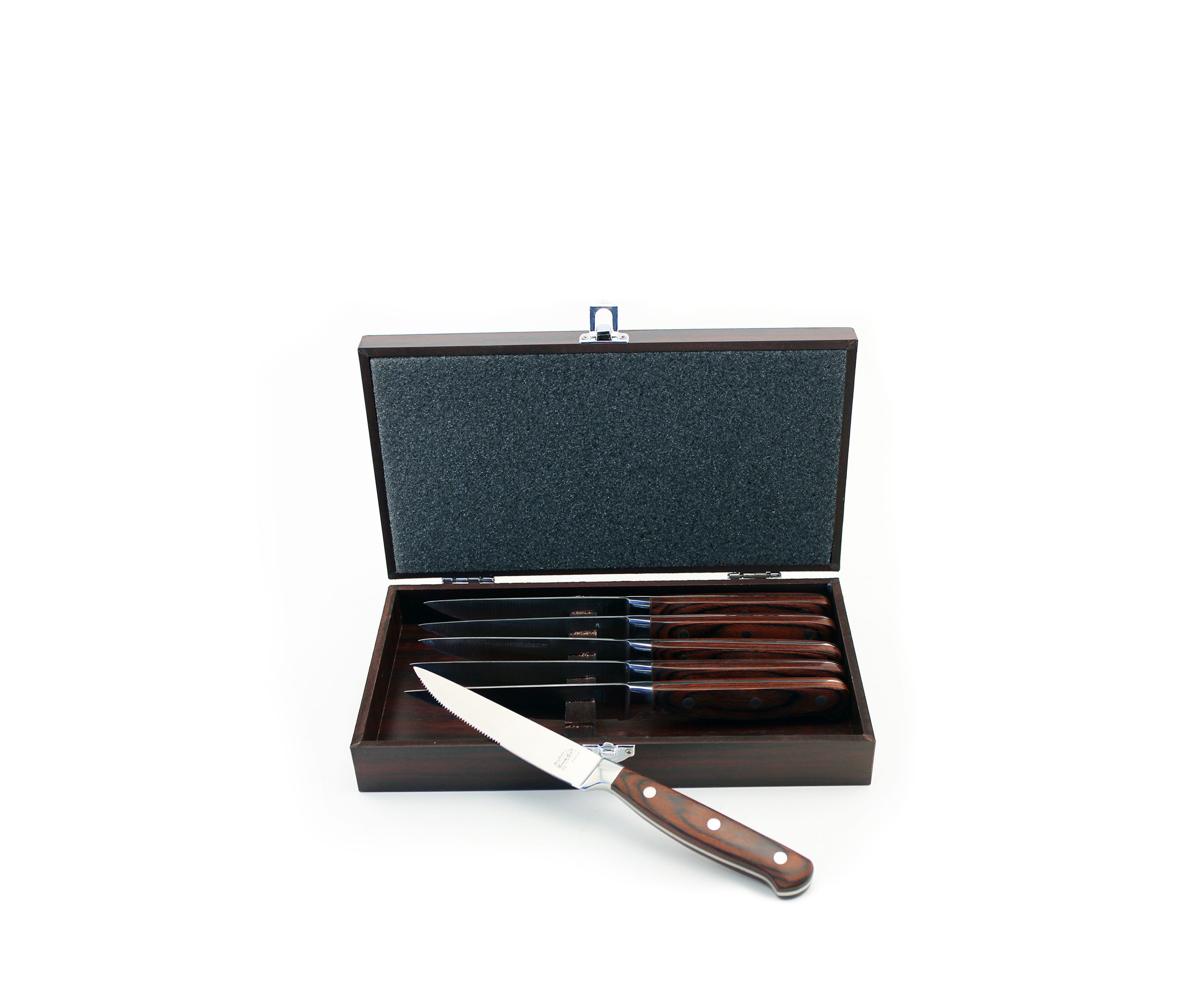 Pakkawood 7-Piece Steak Knife Set with Wood Gift Case