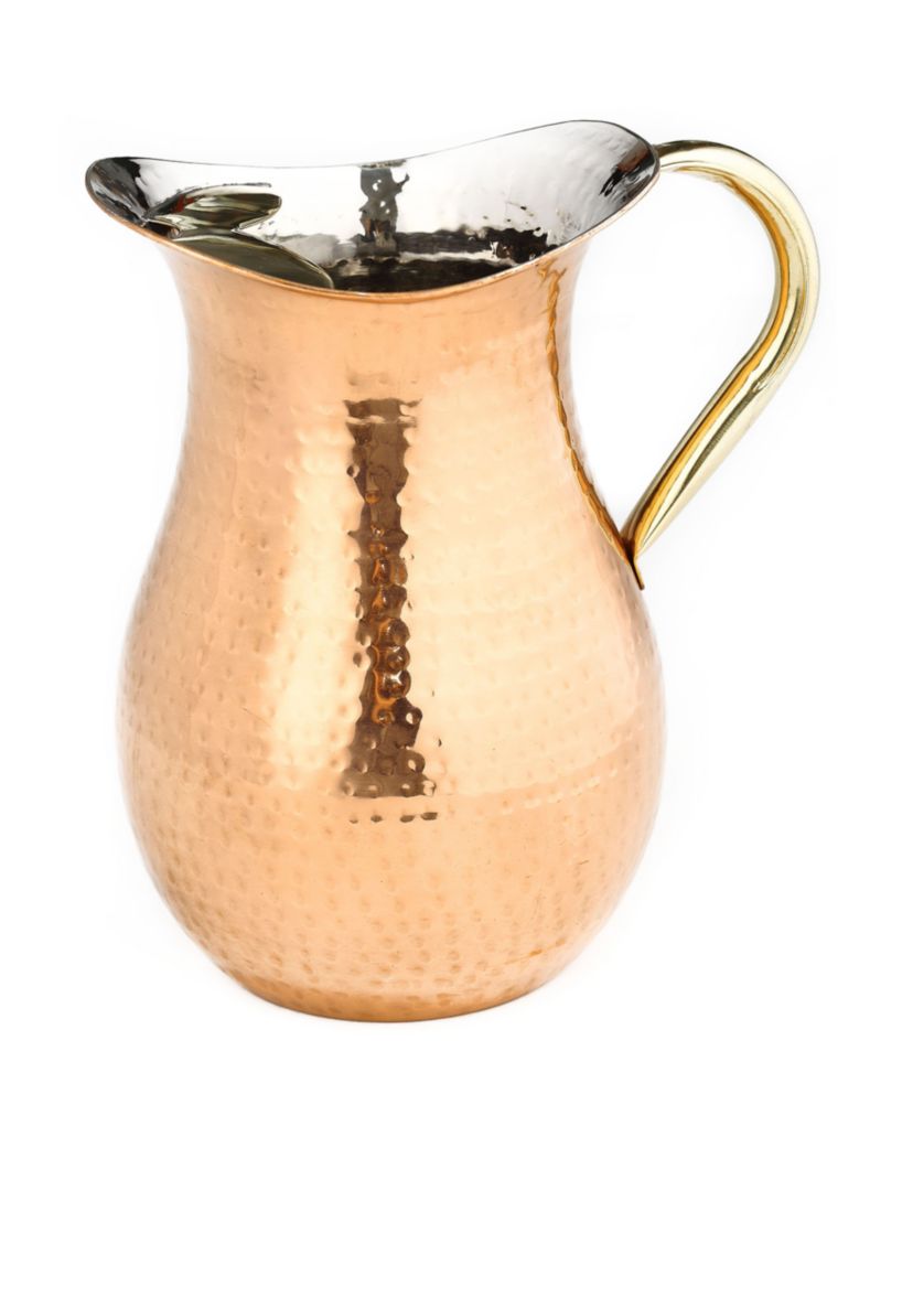 Decor Copper Hammered Red Water Pitcher