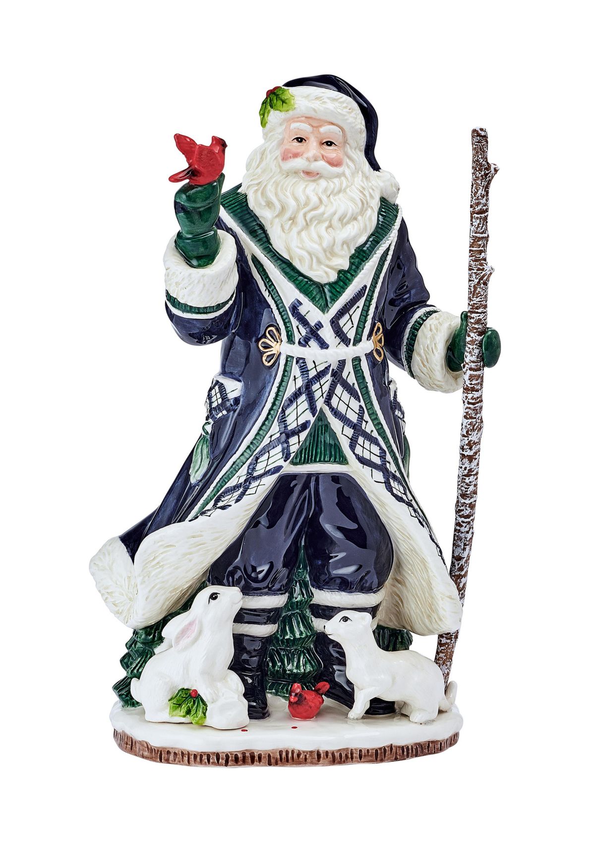 Fitz & Floyd - Exclusive to Biltmore Winter Berry Blue Santa Figurine