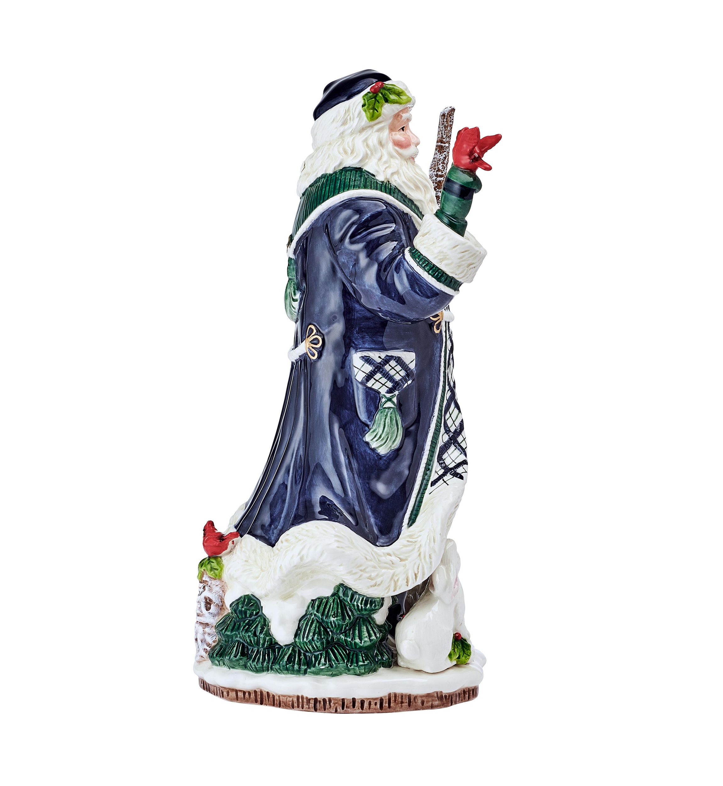 Winter Berry Blue Santa Figurine
