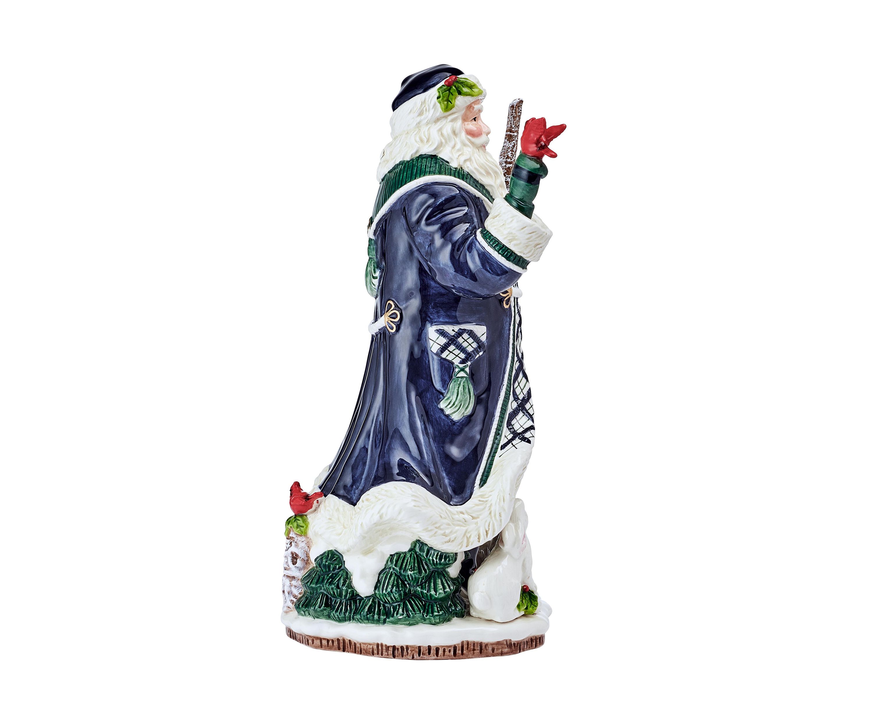 Winter Berry Blue Santa Figurine
