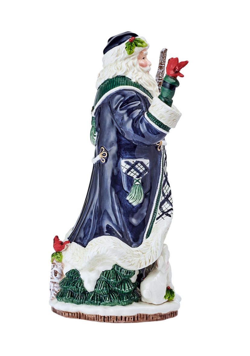 Winter Berry Blue Santa Figurine