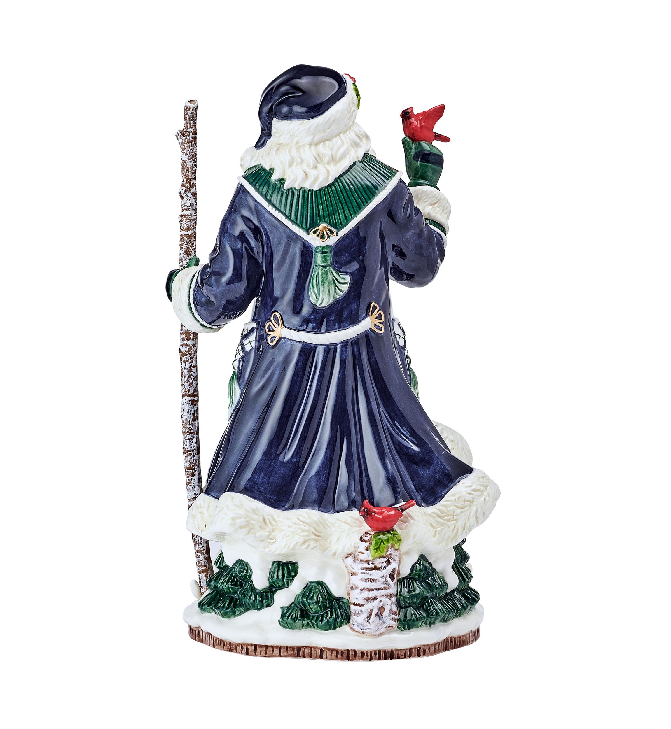 Winter Berry Blue Santa Figurine
