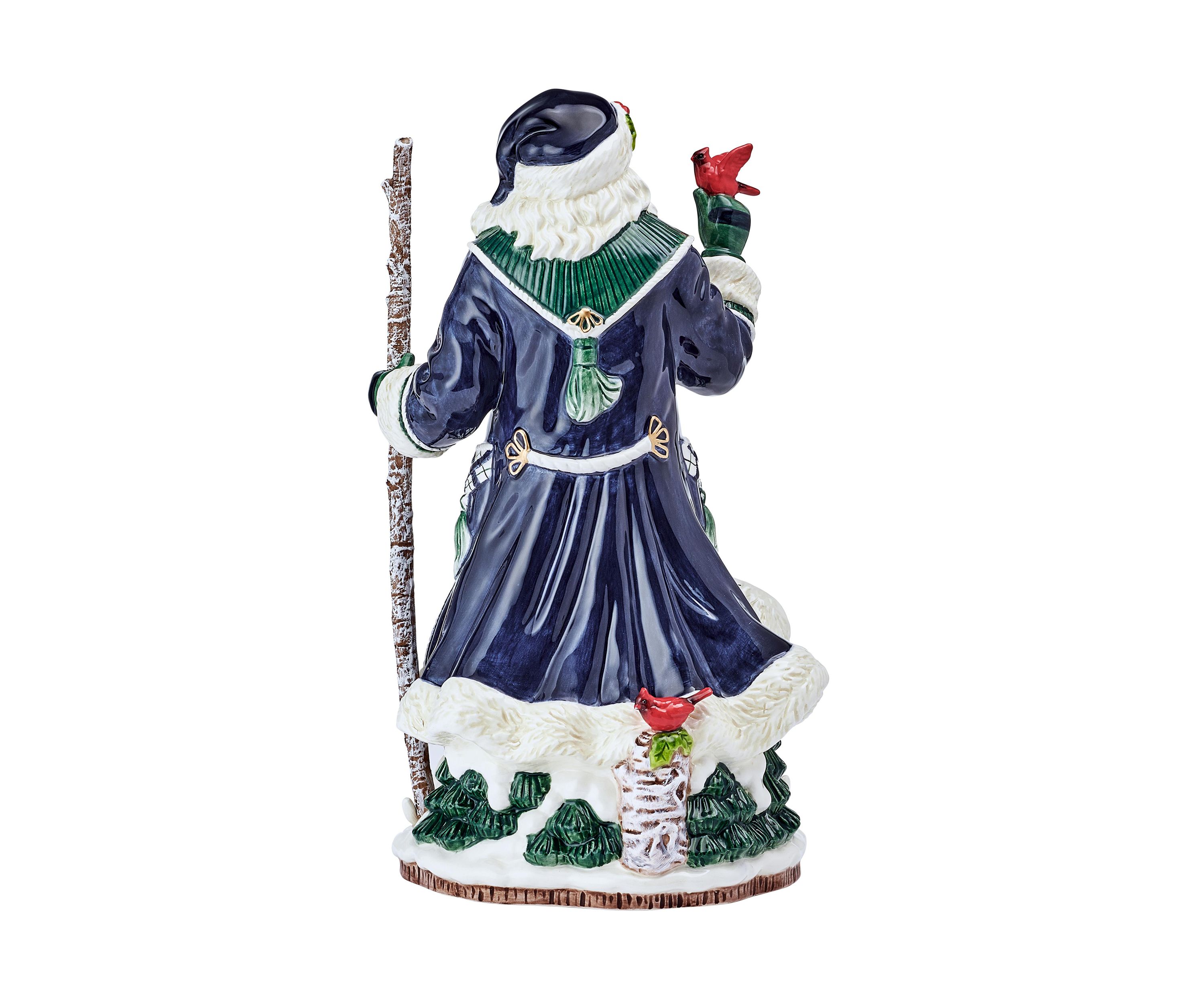Winter Berry Blue Santa Figurine