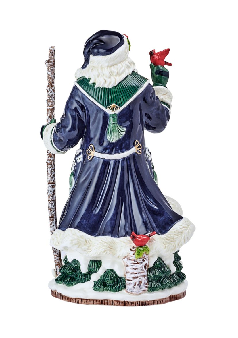 Winter Berry Blue Santa Figurine