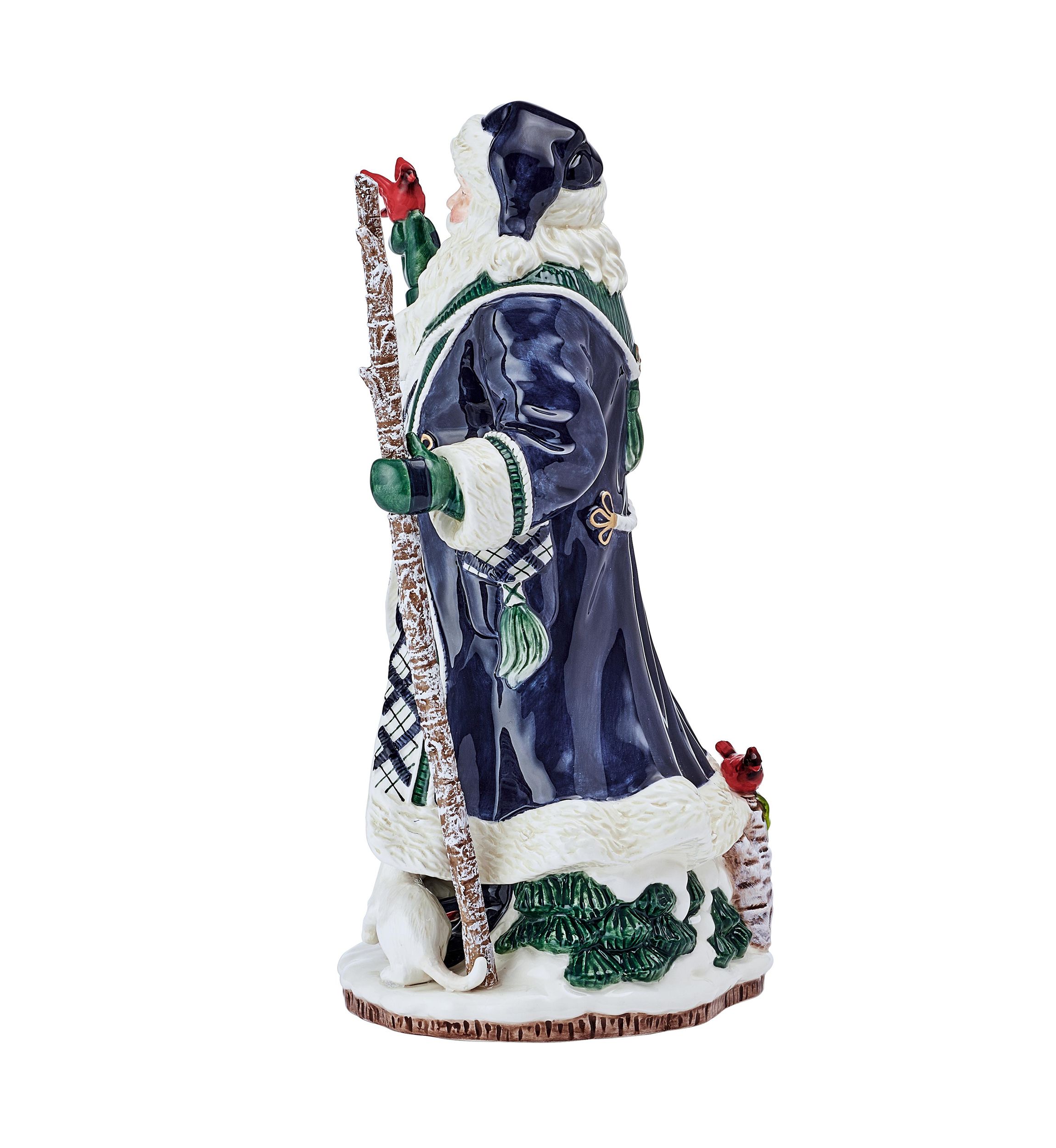 Winter Berry Blue Santa Figurine