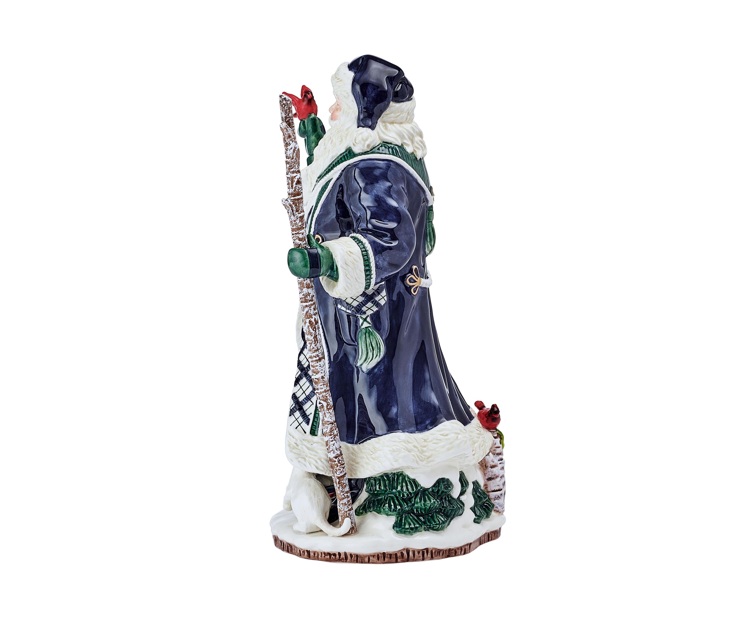 Winter Berry Blue Santa Figurine
