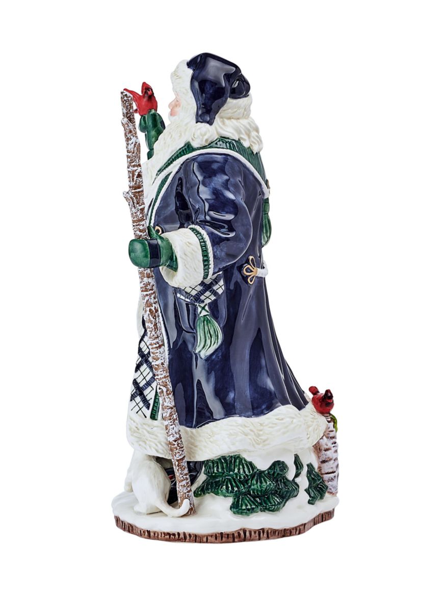 Winter Berry Blue Santa Figurine