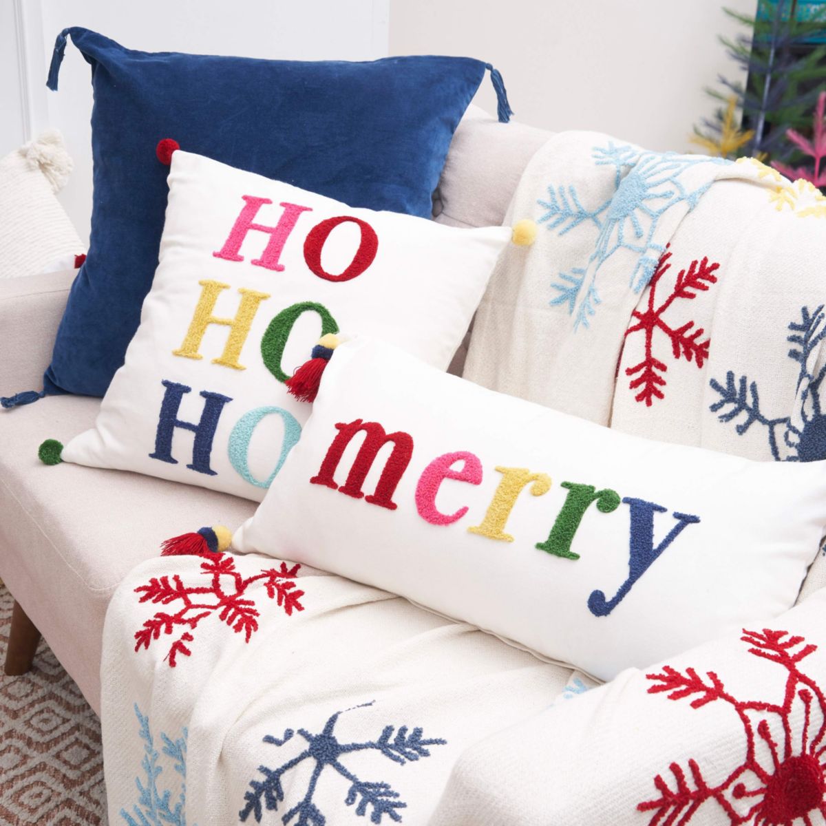 24" x 12" Boho Merry Throw Pillow