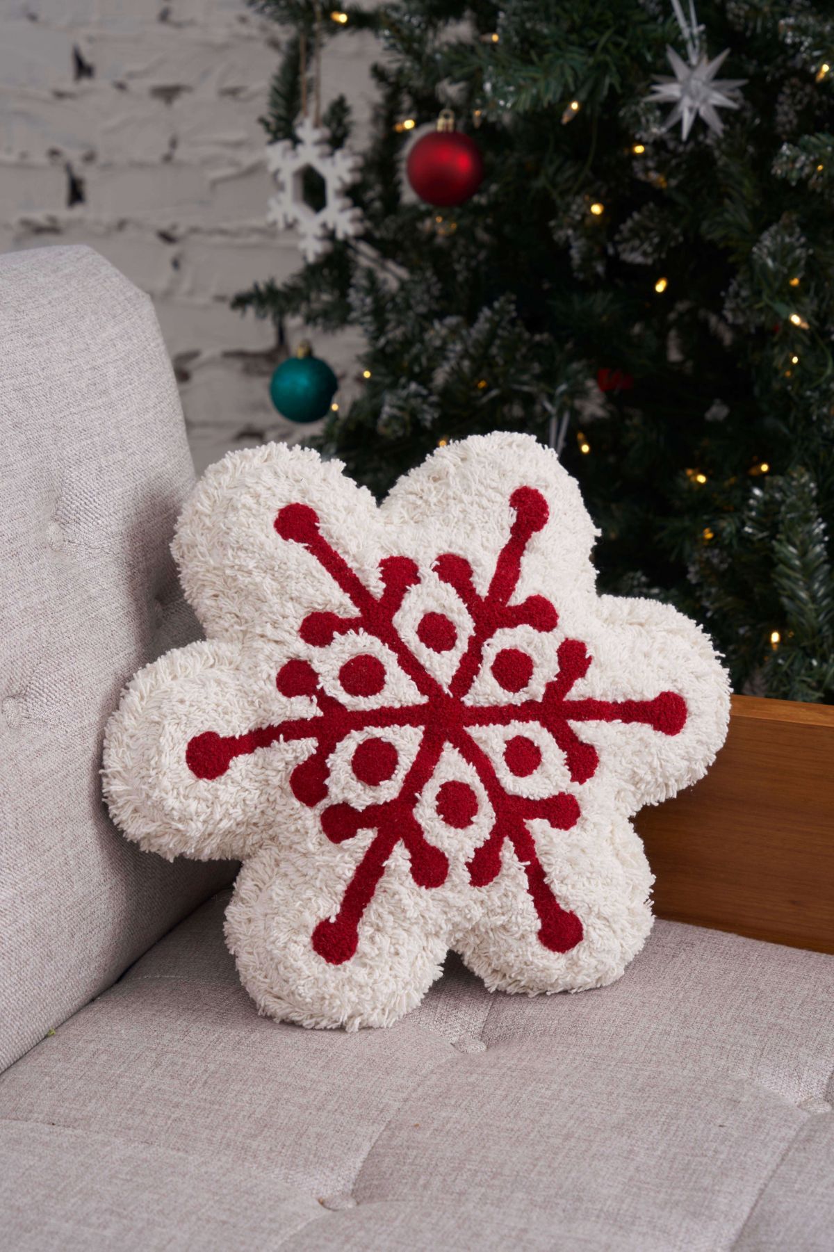 18" x 17" Scarlett Snowflake Shaped Throw Pillow