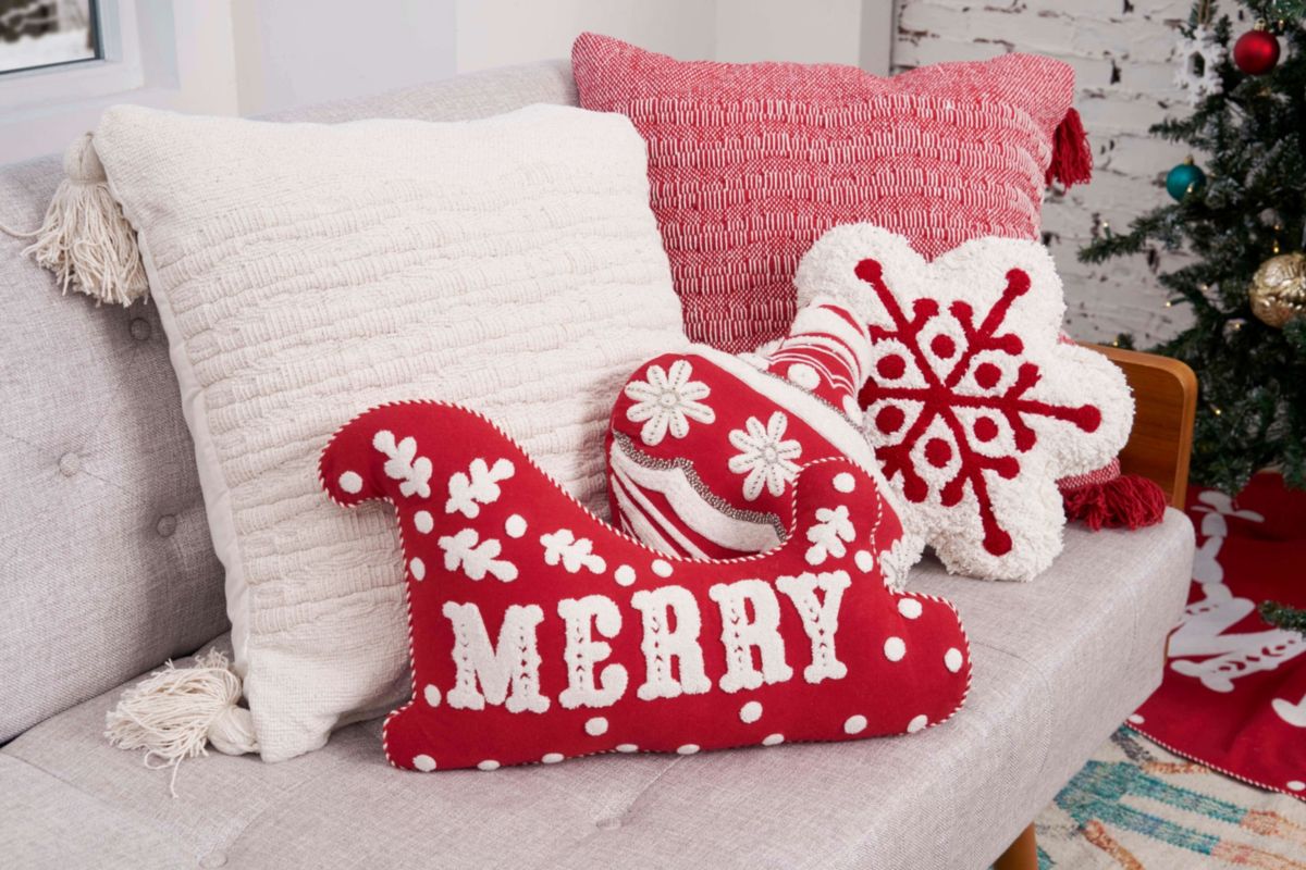 18" x 17" Scarlett Snowflake Shaped Throw Pillow