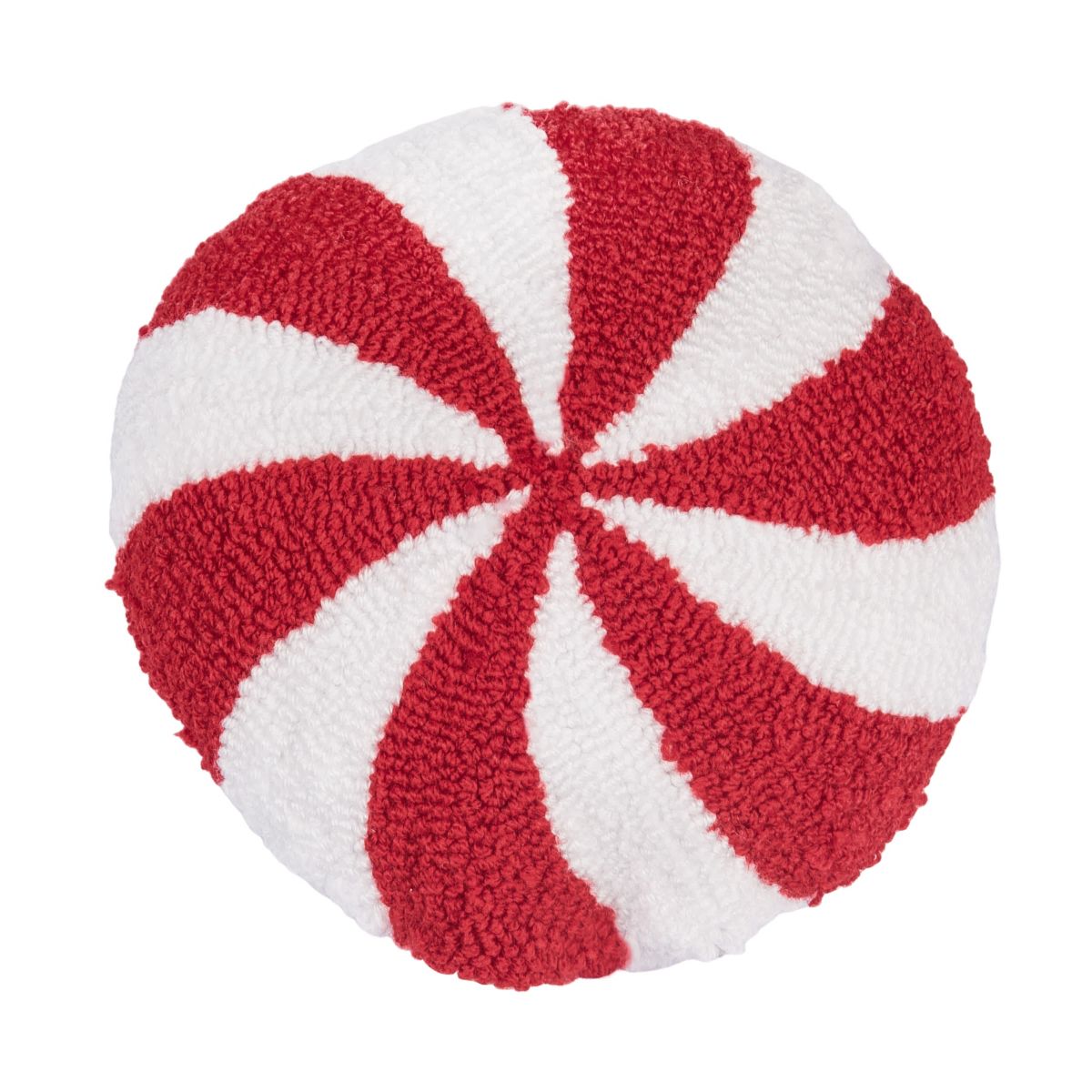 10" x 10" Mini Round Peppermint Hooked Throw Pillow