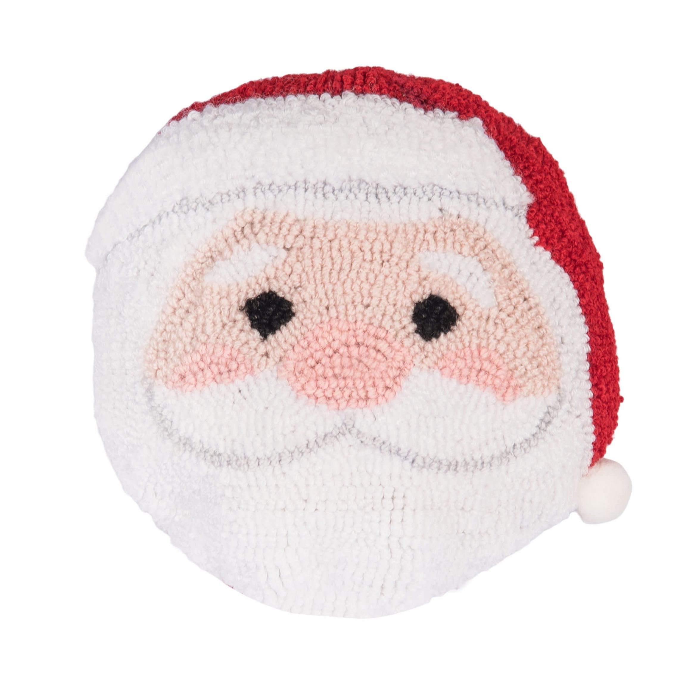 10" x 10" Mini Round Santa Hooked Throw Pillow