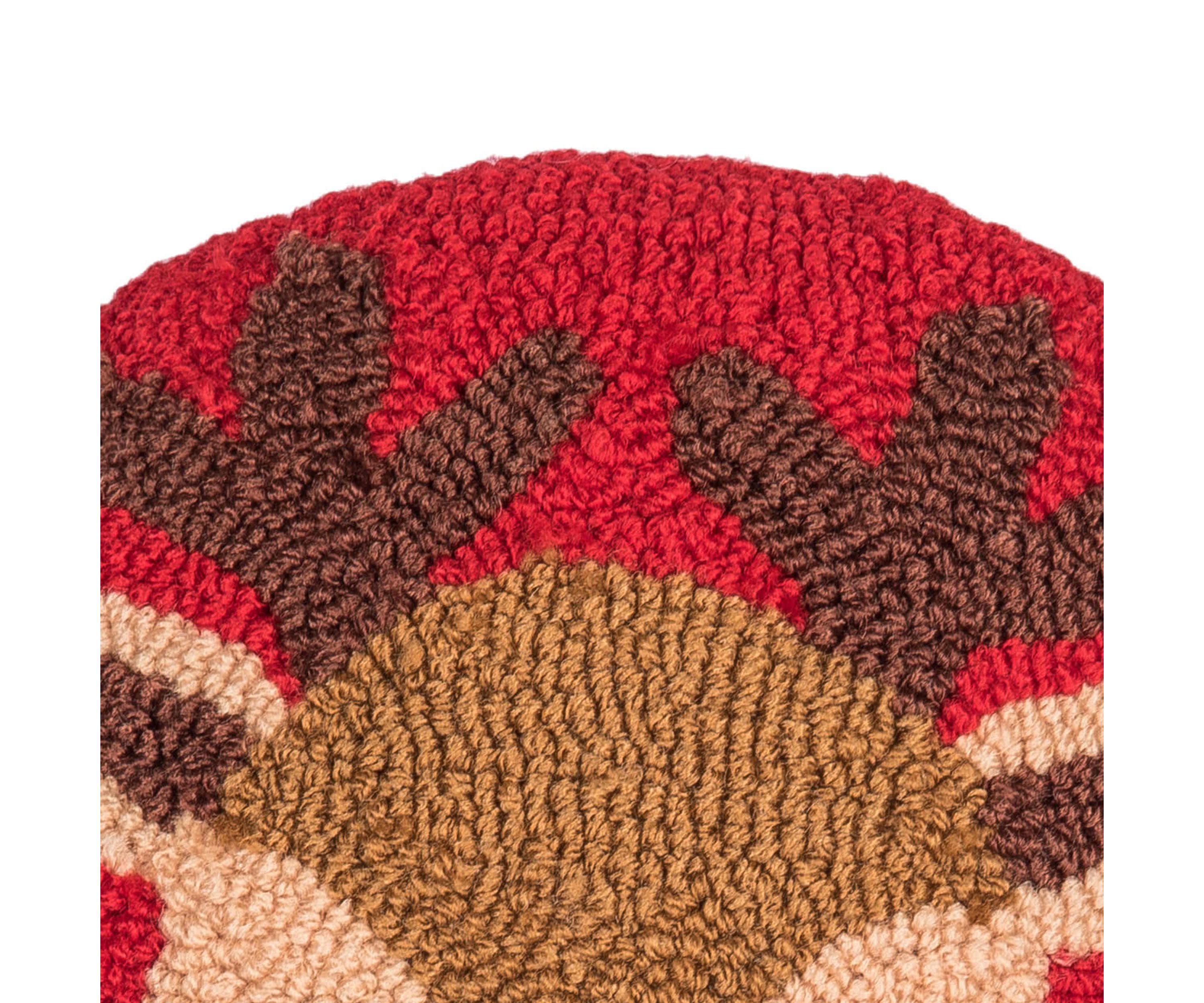 10" x 10" Mini Round Reindeer Hooked Throw Pillow