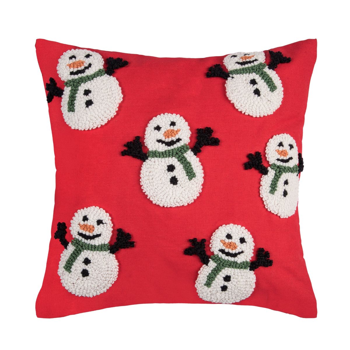 18" x 18" Snowman Party Hooked Throw Pillow