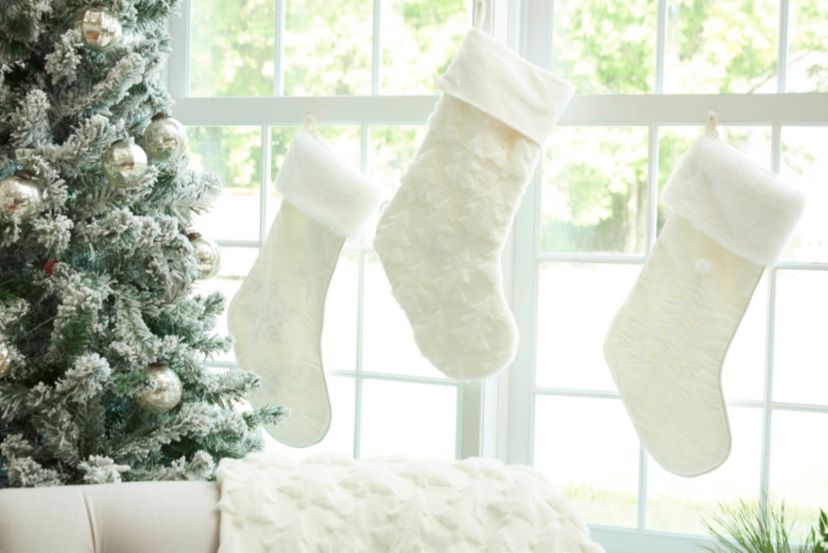 White Christmas Snowflake Stocking