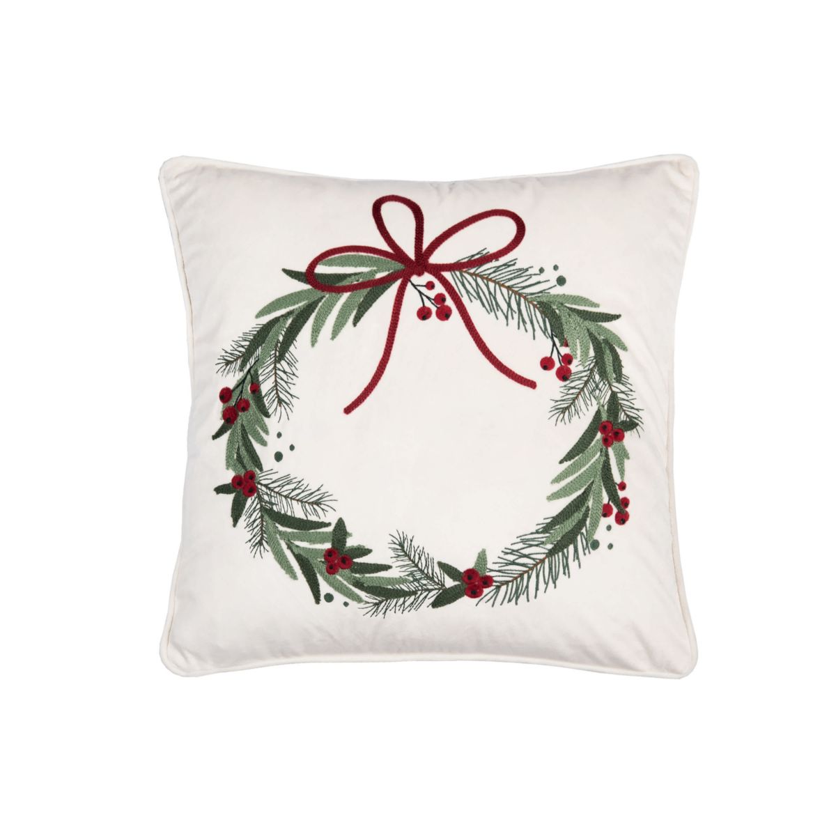 18" x 18" Christmas Wreath Throw Pillow
