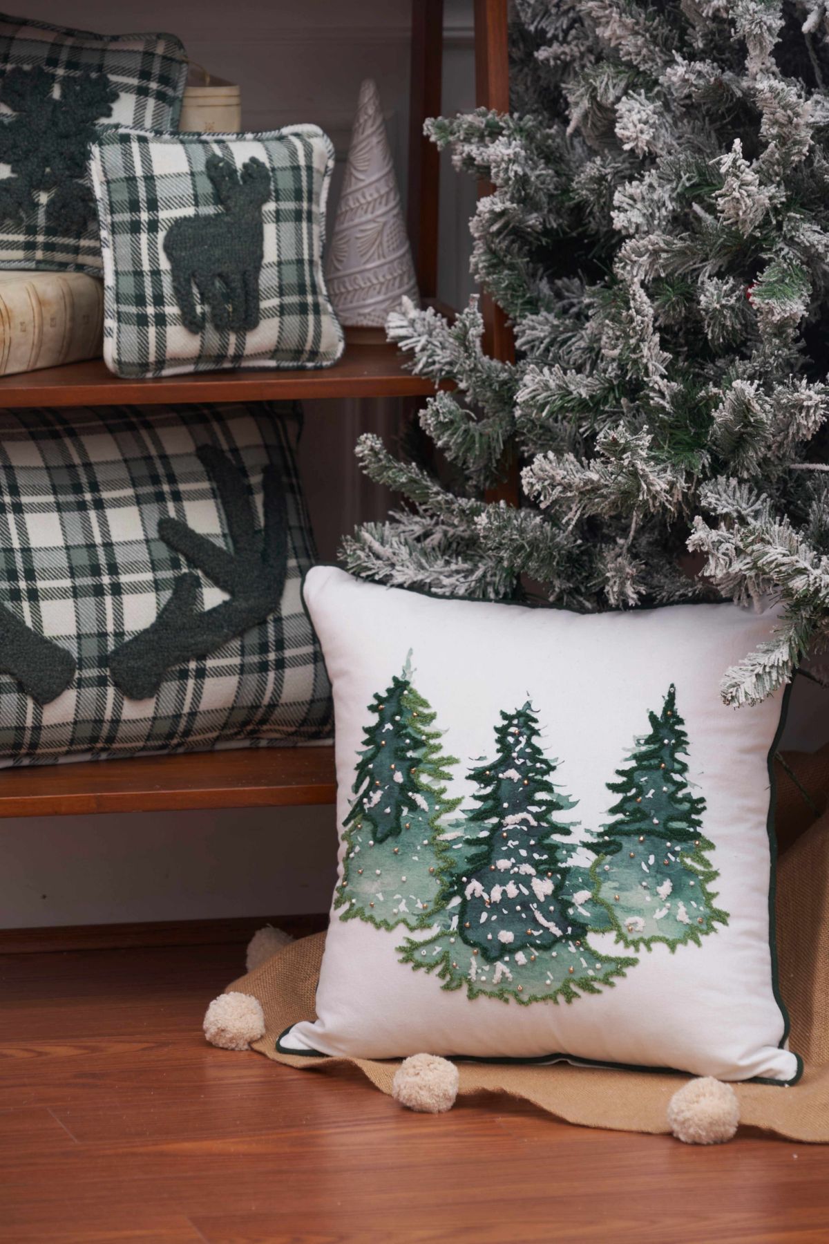 18" x 18" Evergreen Trees Throw Pillow