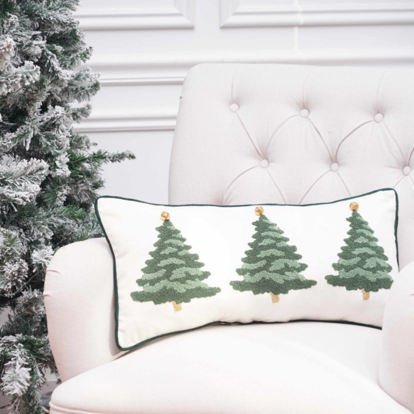 24" x 12" Flocked Trees Throw Pillow
